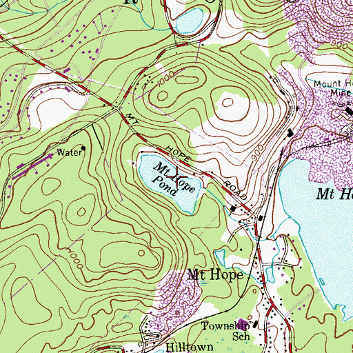 Topographic Map of Mount Hope Pond, NJ
