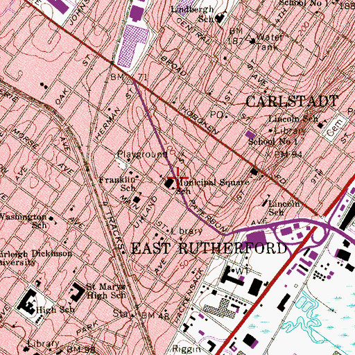 Topographic Map of Alfred S Faust Intermediate Elementary School, NJ