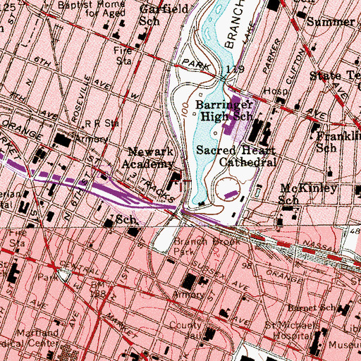 Topographic Map of Newark Academy, NJ