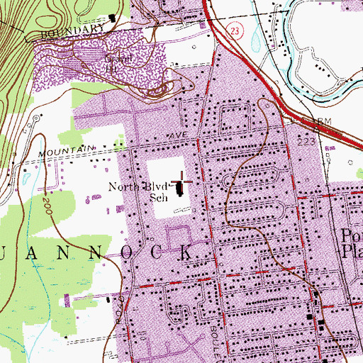 Topographic Map of North Boulevard Elementary School, NJ