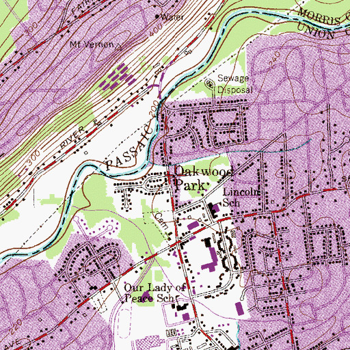 Topographic Map of Oakwood Park, NJ