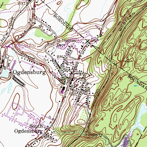 Topographic Map of Ogdensburg, NJ