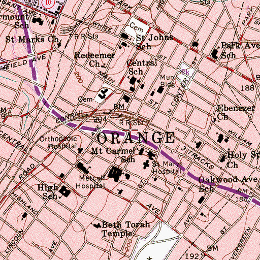Topographic Map of Orange, NJ