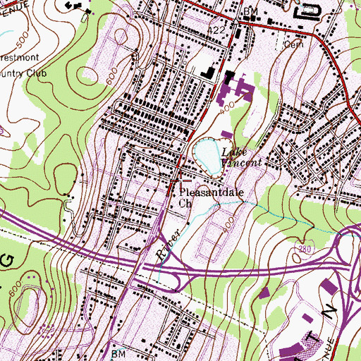 Topographic Map of Pleasantdale Church, NJ