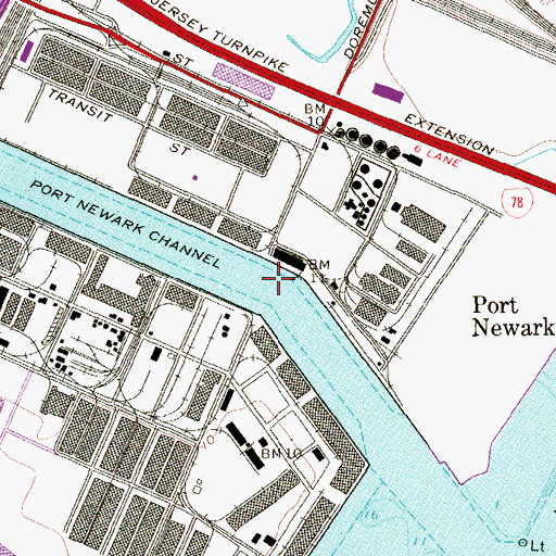 Topographic Map of Port Newark Channel, NJ