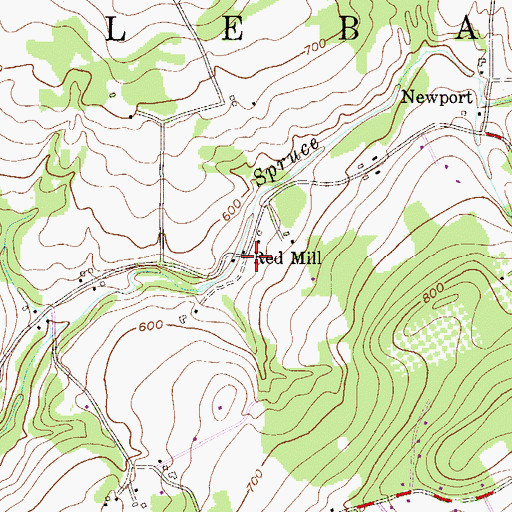 Topographic Map of Red Mill, NJ