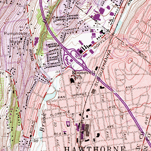 Topographic Map of Roosevelt Elementary School, NJ