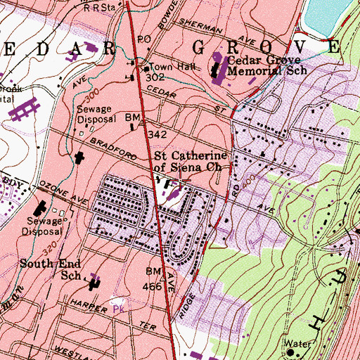 Topographic Map of Saint Catherine of Siena Church, NJ