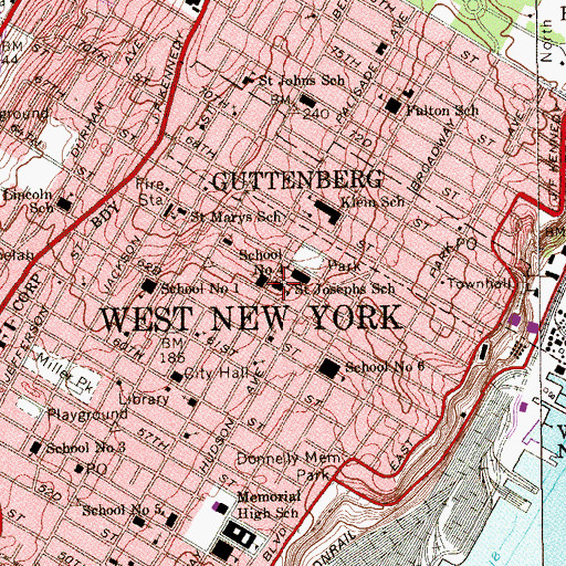 Topographic Map of Saint Josephs School, NJ