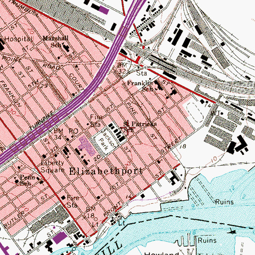 Topographic Map of Saint Patrick's Grammar School, NJ