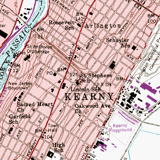 Topographic Map of Saint Stephens School, NJ