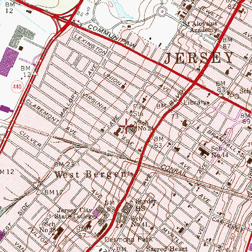 Topographic Map of Number 24 Elementary School, NJ