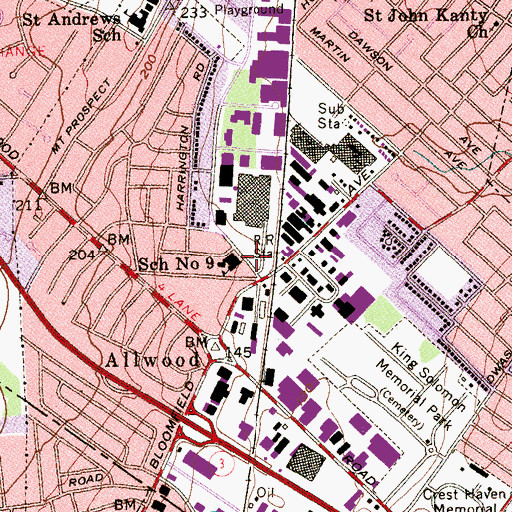 Topographic Map of Number 9 Elementary School, NJ