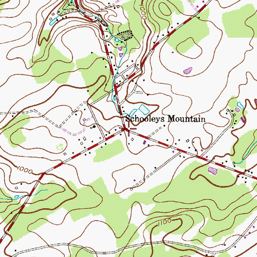 Topographic Map of Schooleys Mountain, NJ