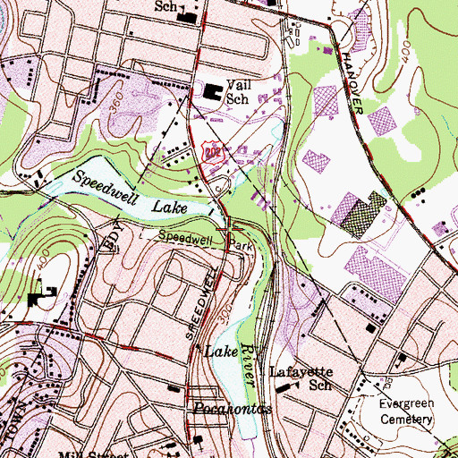 Topographic Map of Speedwell Park, NJ