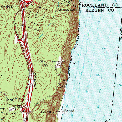 Topographic Map of State Line Lookout, NJ