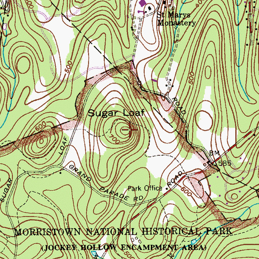 Topographic Map of Sugar Loaf, NJ