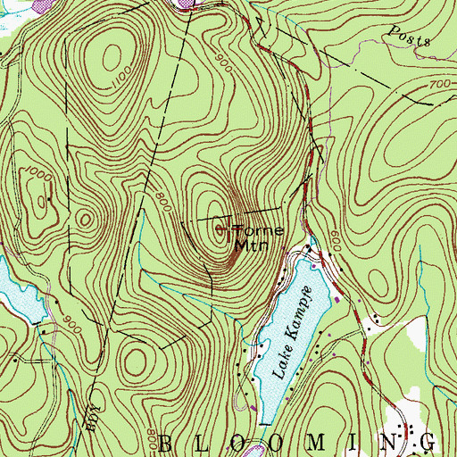Topographic Map of Torne Mountain, NJ