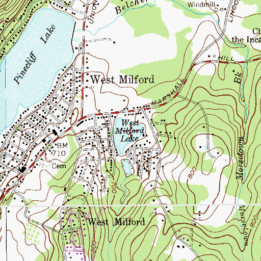 Topographic Map of West Milford Lake, NJ