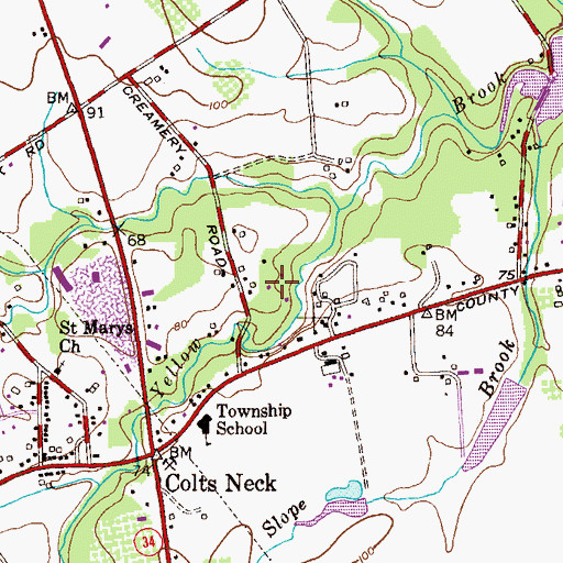 Topographic Map of Township of Colts Neck, NJ