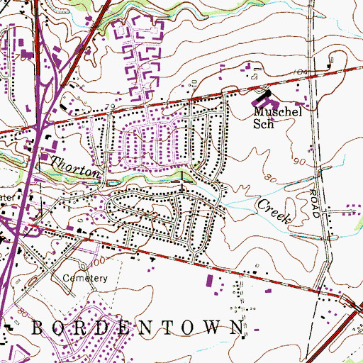 Topographic Map of Bossert Estates, NJ
