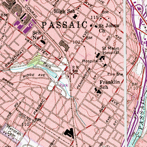 Topographic Map of Passaic Station, NJ