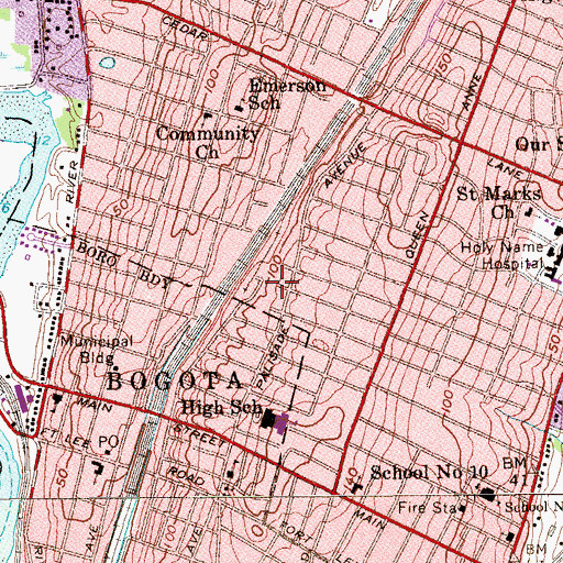 Topographic Map of Herrick Park, NJ