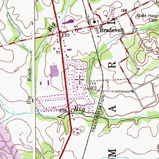 Topographic Map of Monmouth Heights at Marlboro, NJ
