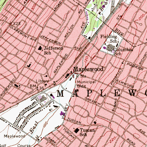 Topographic Map of Maplewood Station, NJ
