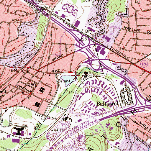 Topographic Map of Briant Park Dam, NJ