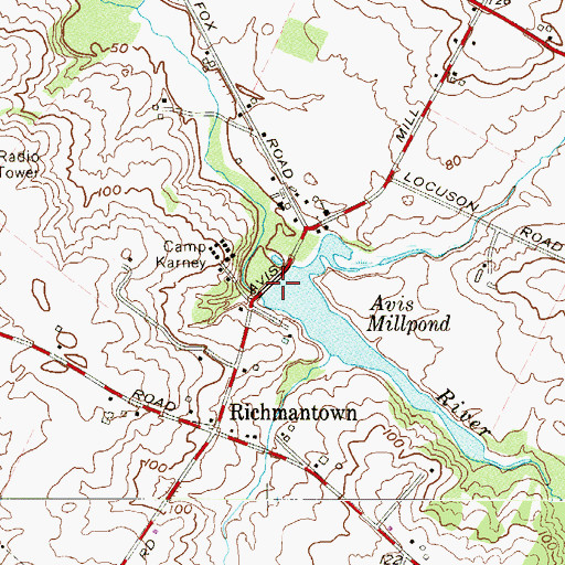 Topographic Map of Camp Karney Dam, NJ