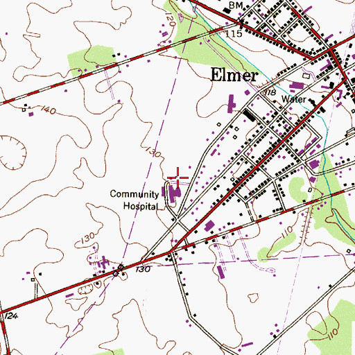 Topographic Map of Elmer Community Hospital Heliport, NJ