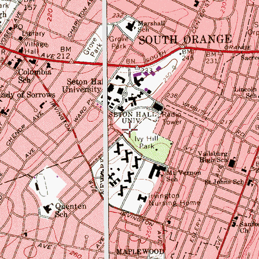 Topographic Map of Seton Hall Heliport, NJ