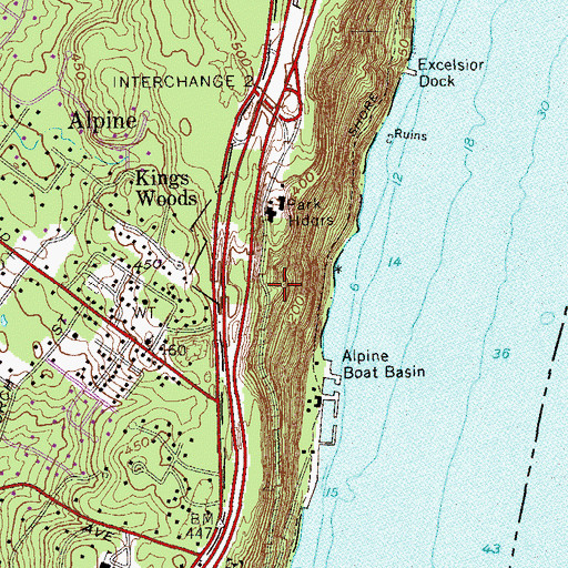 Topographic Map of The Palisades, NJ