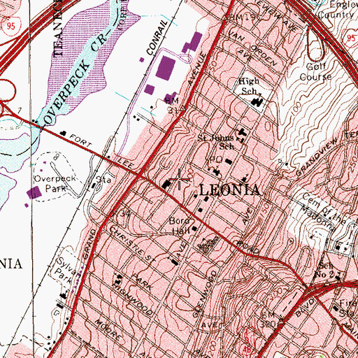 Topographic Map of Borough of Leonia, NJ