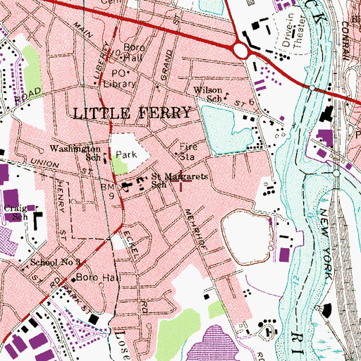 Topographic Map of Borough of Little Ferry, NJ