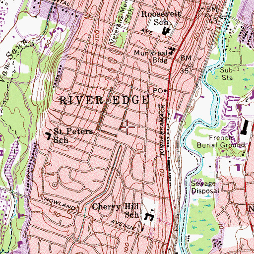 Topographic Map of Borough of River Edge, NJ