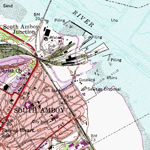 Topographic Map of City of South Amboy, NJ