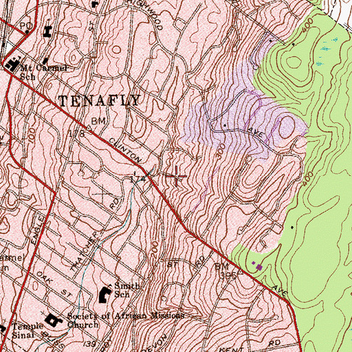 Topographic Map of Borough of Tenafly, NJ