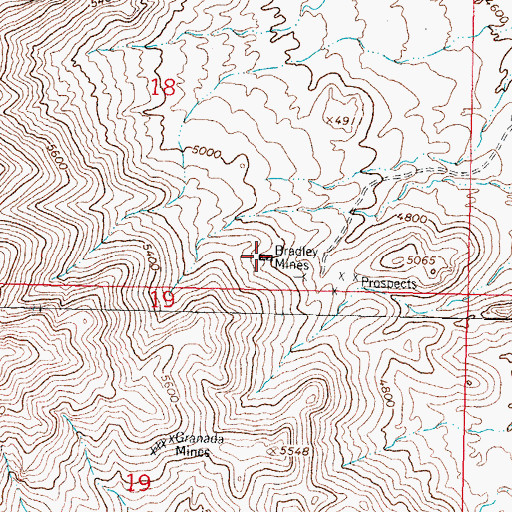 Topographic Map of Bradley Mines, NM
