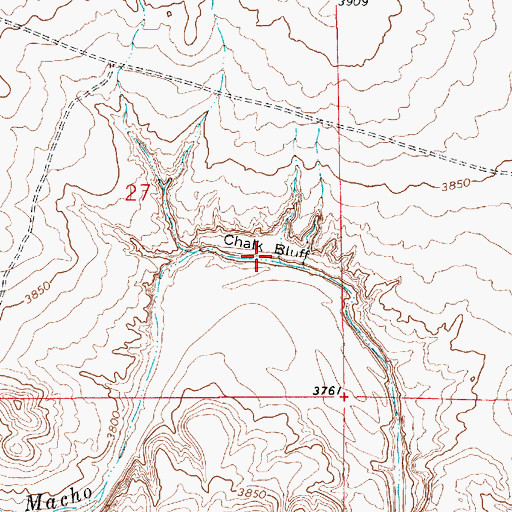 Topographic Map of Chalk Bluff, NM