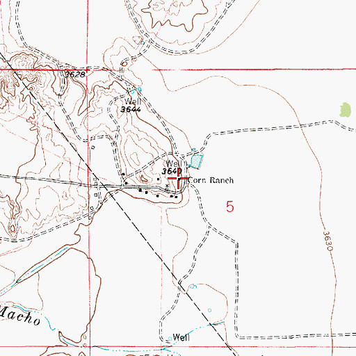 Topographic Map of Corn Ranch, NM
