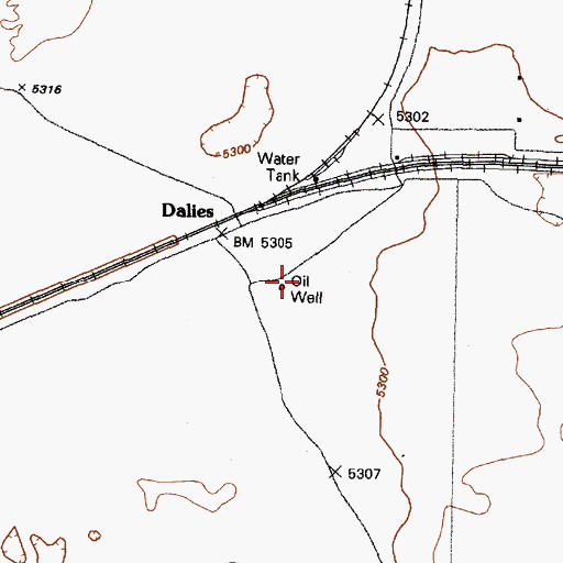 Topographic Map of Dalies Oil Well, NM
