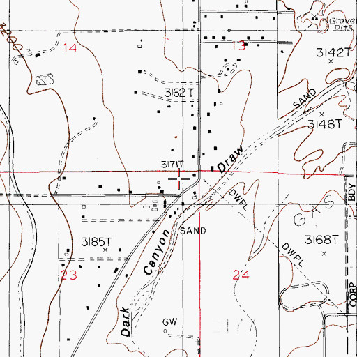 Topographic Map of Dark Canyon Wells, NM