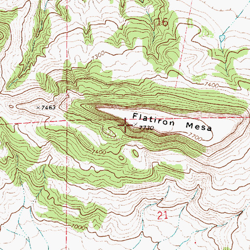 Topographic Map of Flatiron Mesa, NM