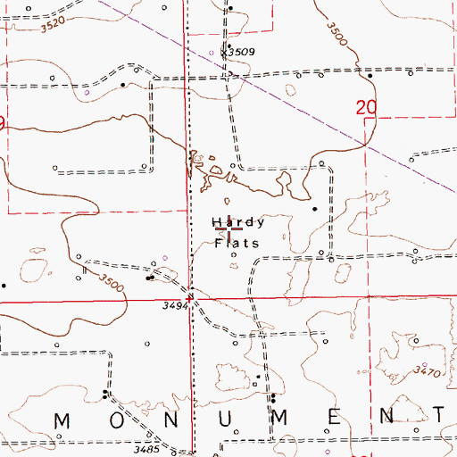 Topographic Map of Hardy Flats, NM