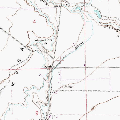 Topographic Map of Highland Park Ditch, NM