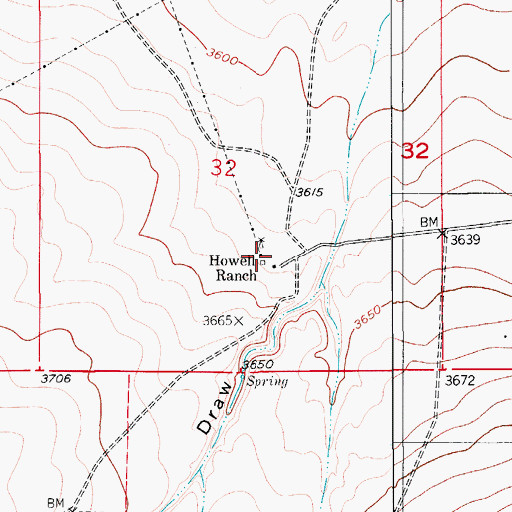 Topographic Map of Howell Ranch, NM