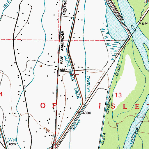 Topographic Map of Isleta Indian Drain, NM