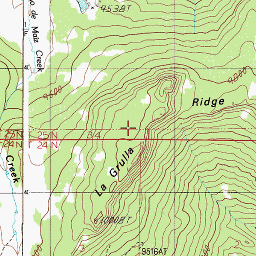 Topographic Map of La Grulla Ridge, NM